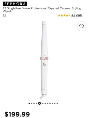 T3 SinglePass Wave Professional Tapered Ceramic Curling Wand White/Rose Gold